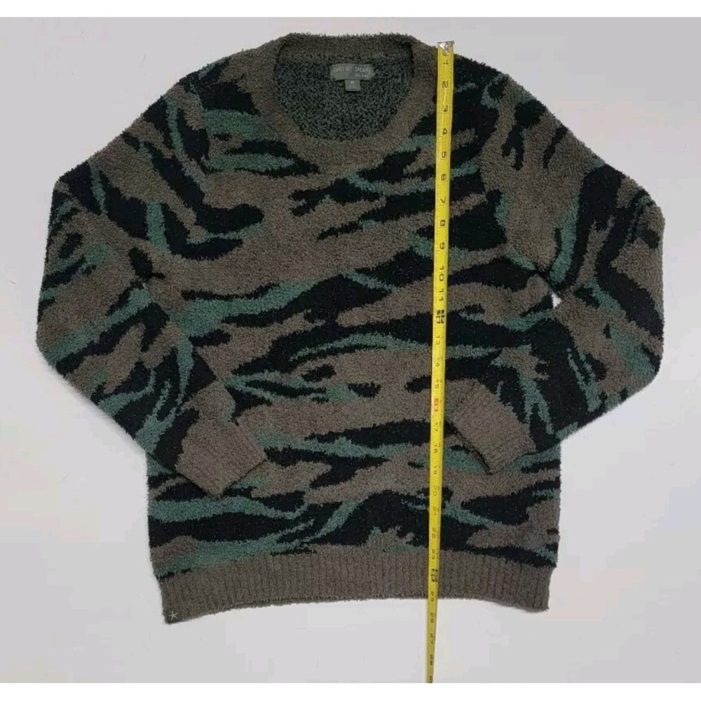 Barefoot Dreams CozyChic Sweater Seaside Crew Neck Pullover Camo Green Size XS